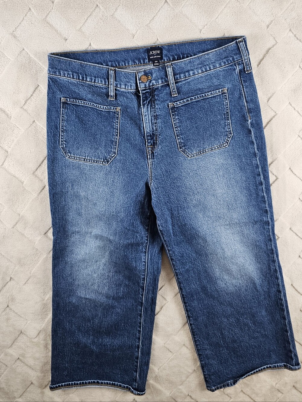 J.Crew Wide Leg Crop Jean Womens 32P Blue Stretch Dneim